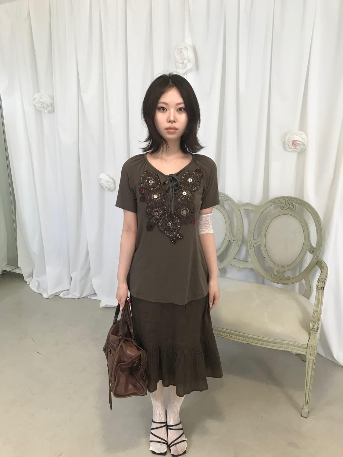 Hiroko Bis 플라워 아플리케 탑 상품이미지3