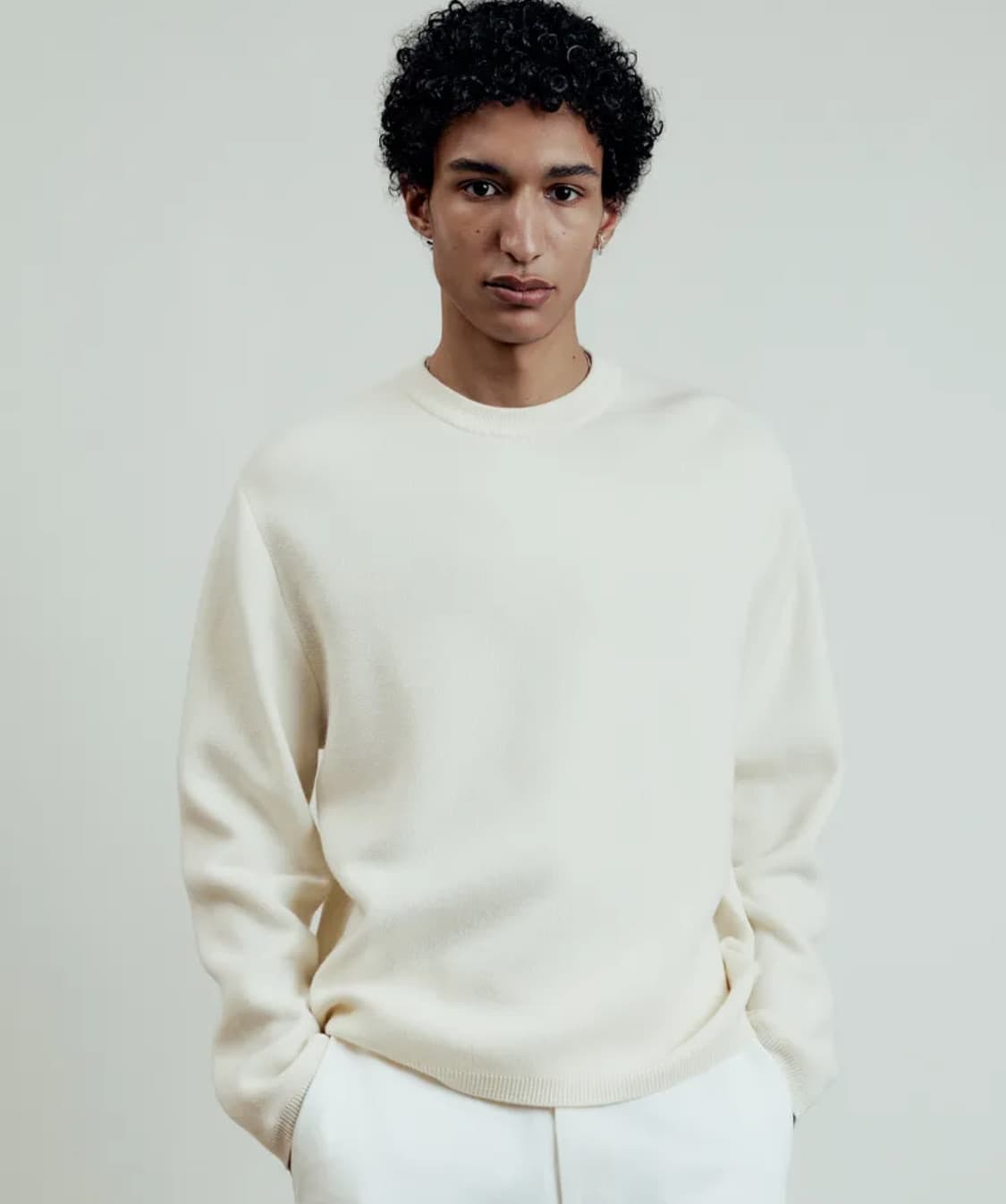 엘무드 화란 세미오버 니트 크림(100~105) 상품이미지1