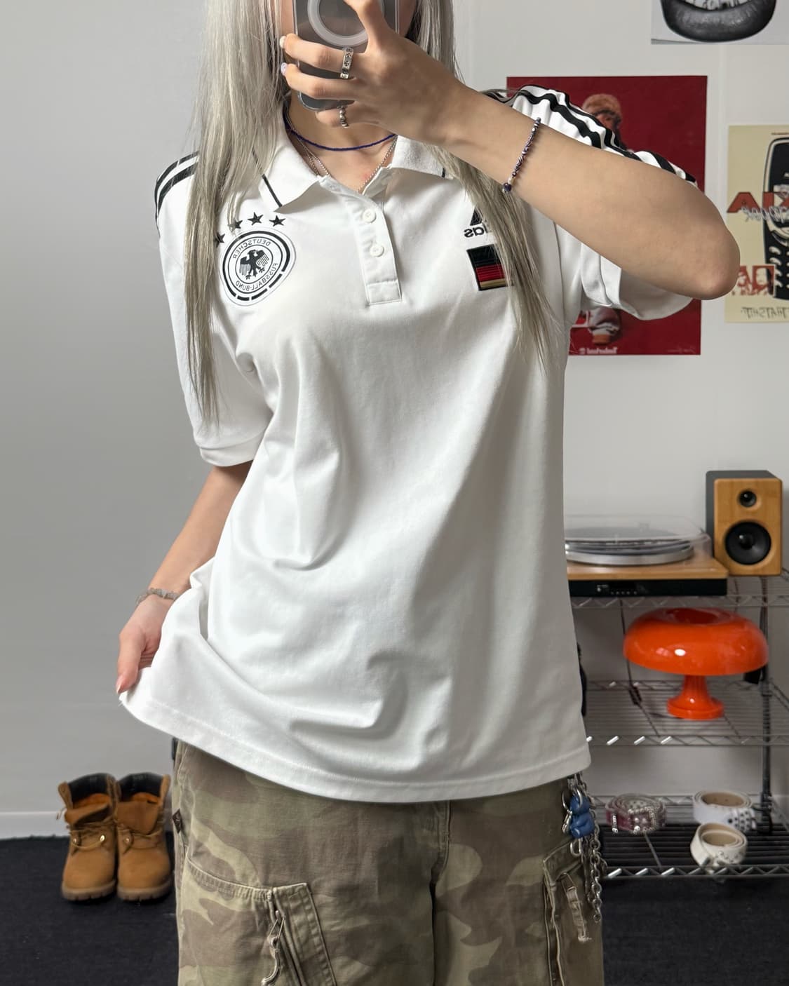 아디다스 독일 화이트 PK 티셔츠 상품이미지2