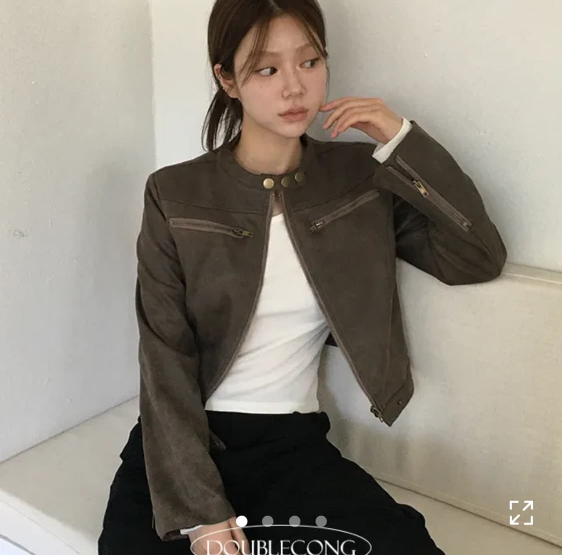 브라운 레더 자켓 상품이미지1