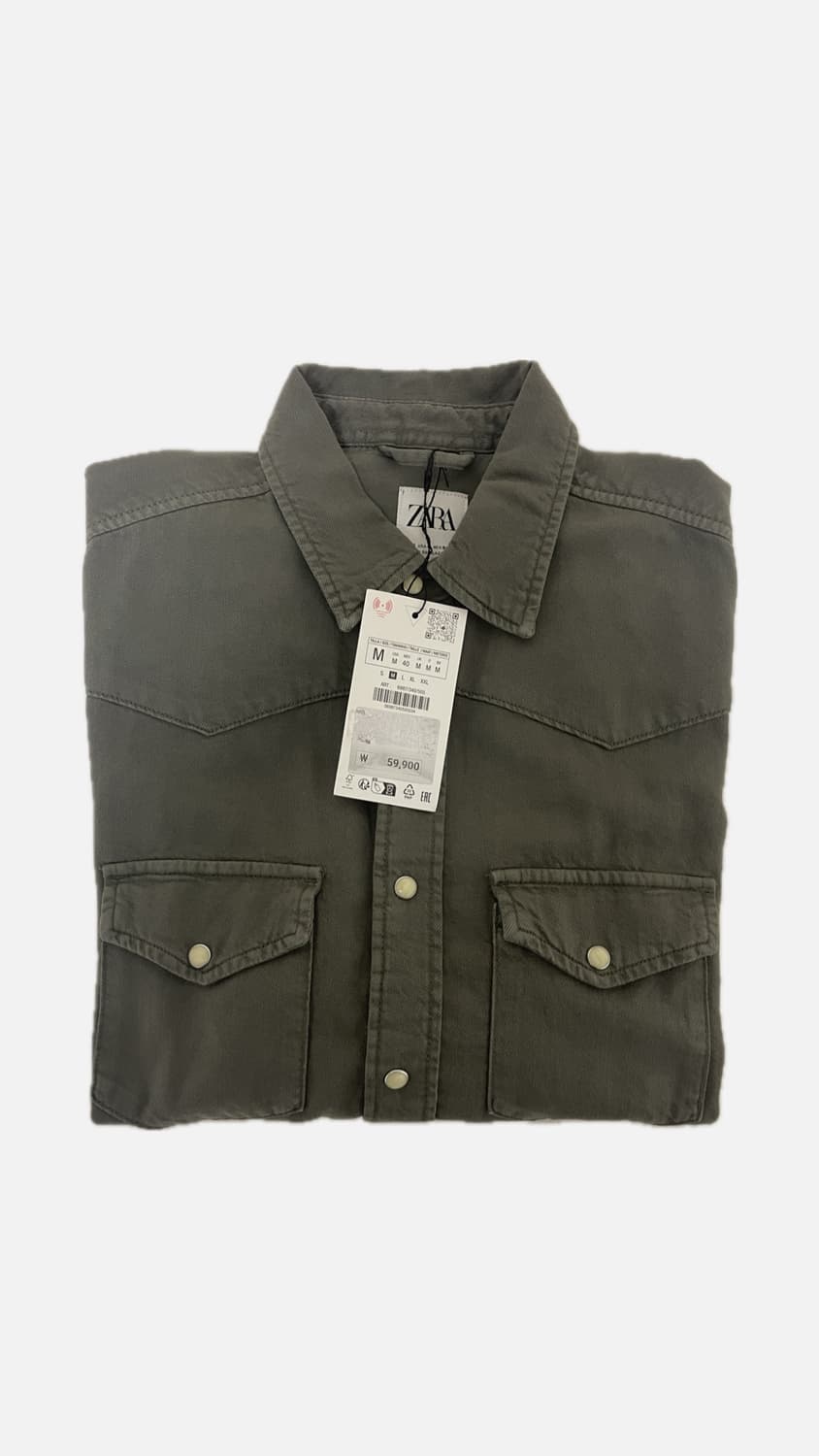 ZARA 자라 데님 셔츠 자켓 카키 상품이미지4