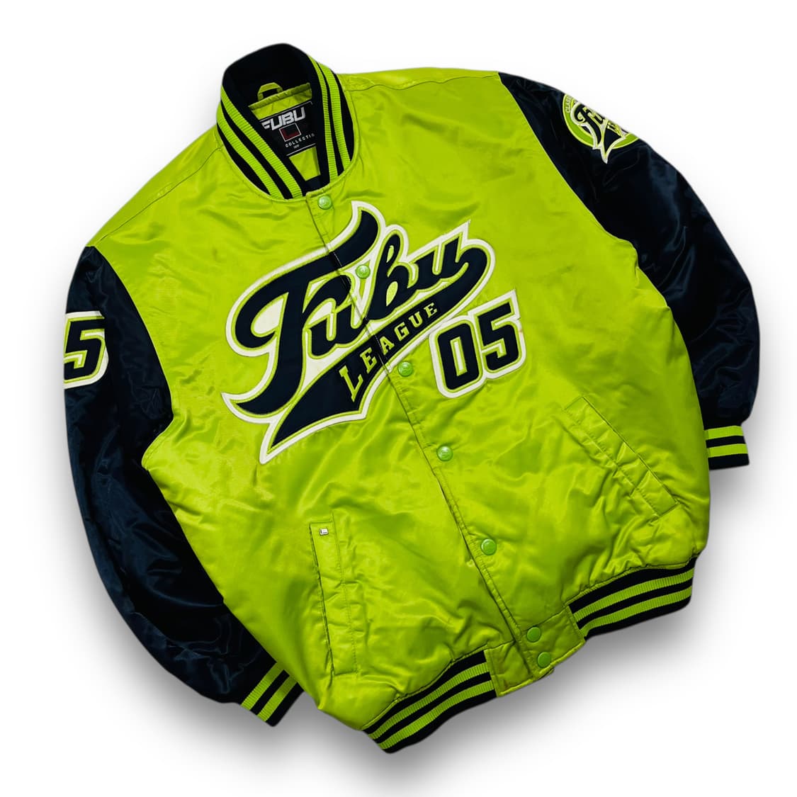 푸부 00s 올드스쿨 힙합 그린 바시티 자켓 상품이미지2