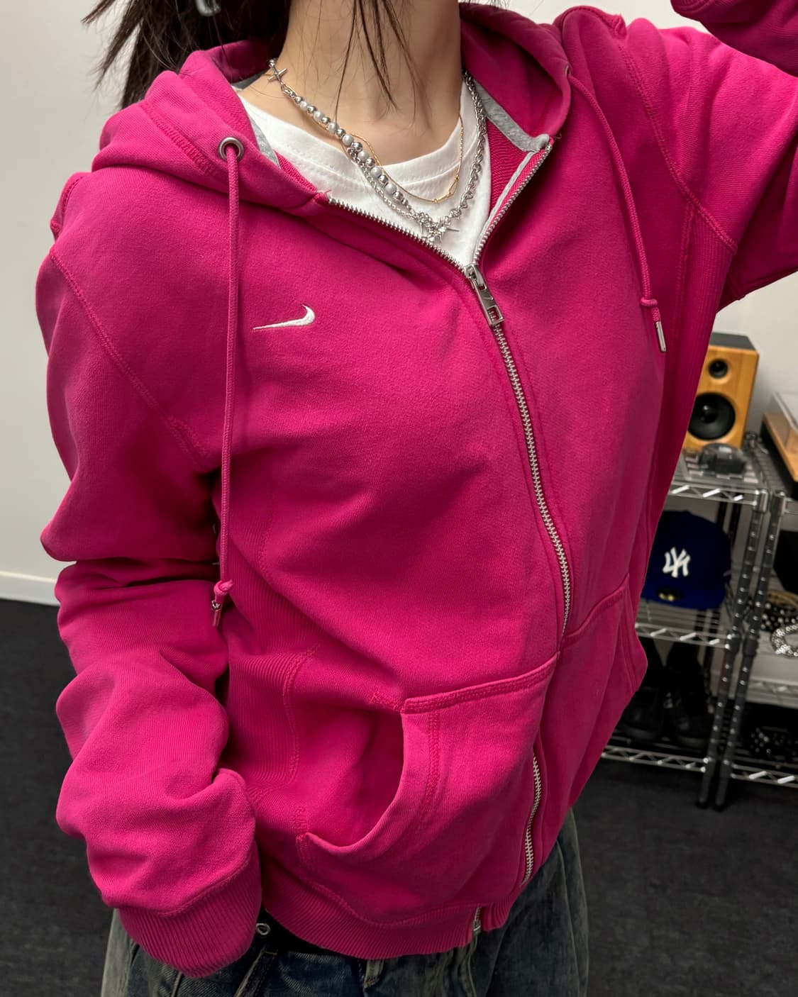 나이키 00s Y2K 핑크 후드집업 상품이미지2
