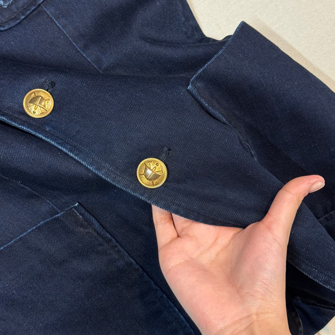 XS) 폴로 랄프로렌 인디고 데님 금장 블레이저 자켓 상품이미지4