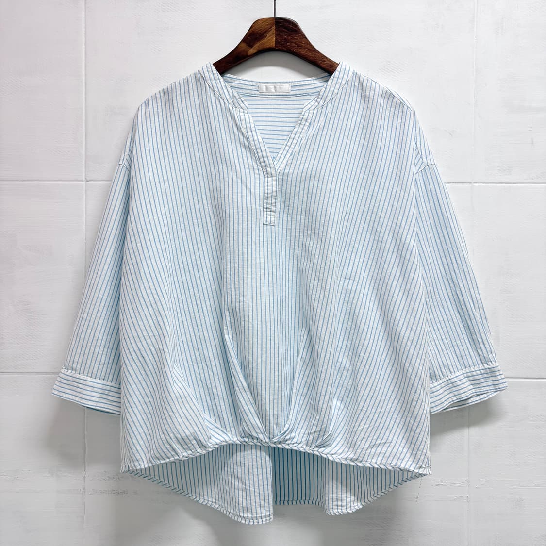 DRESKIP 코튼 린넨 스트라이프 모리걸 블라우스 JPN 상품이미지1
