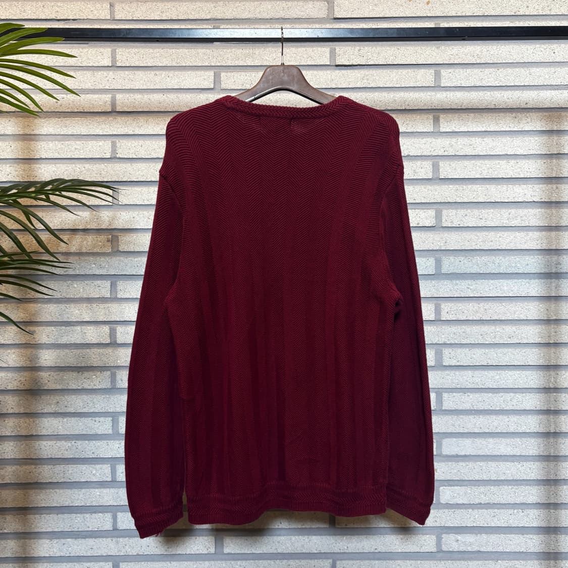 CHAPS 폴로 챕스 헤링본 패턴 라이닝 크루넥 코튼니트 월계수 디테일 상품이미지3