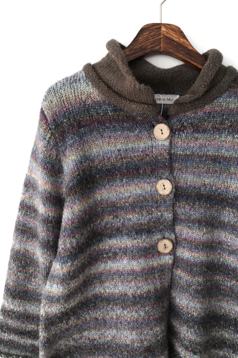 stripe wood button cardigun 상품이미지2