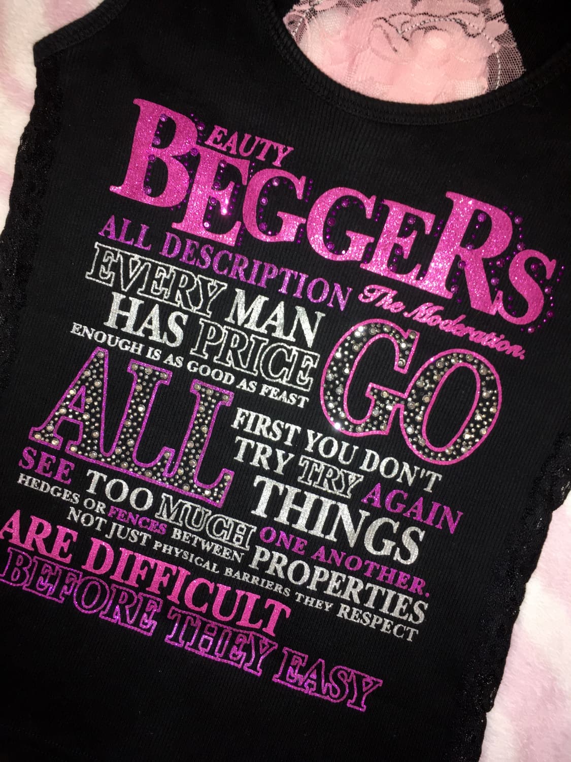 오네갸루 헤이세이 퍼플 글리터 큐빅 레터링 망사 하트 나시 탑 상품이미지8