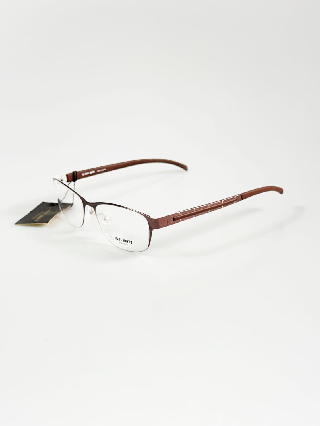 SOUL MATE 브라운 메탈 스퀘어 글리터 프레임 빈티지 안경 상품이미지3