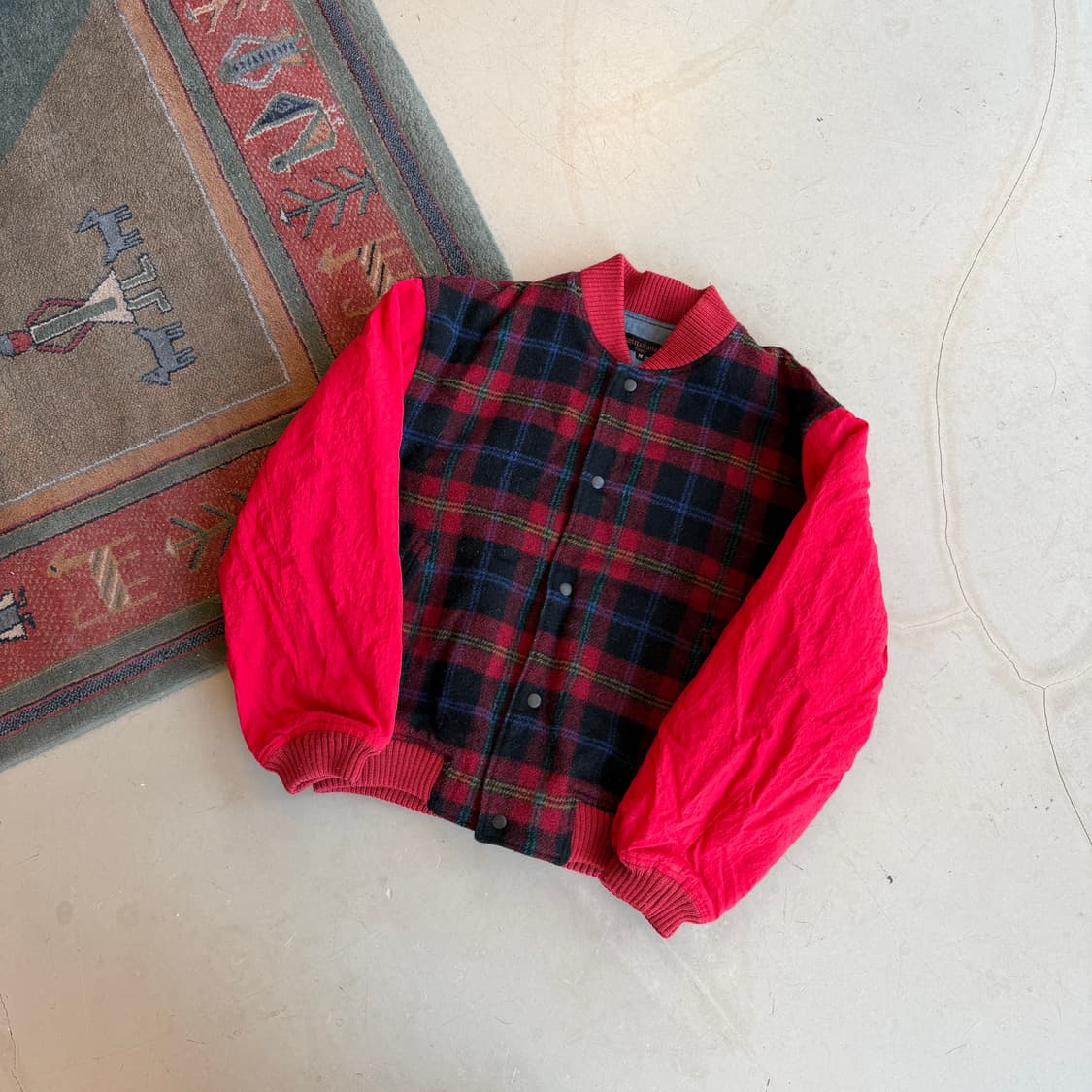 jpn vtg 울 체크 봄버 자켓 상품이미지1