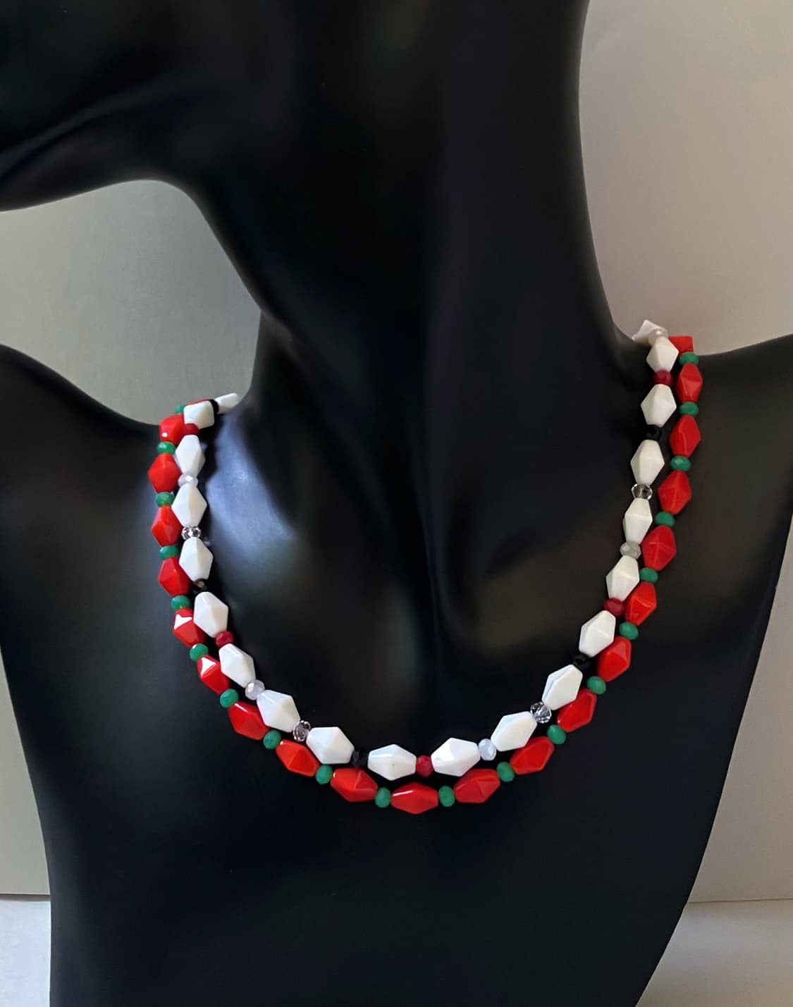 핸드메이드 비즈 목걸이 | 아카이로 마름모&크리스탈비즈 목걸이 |  상품이미지10