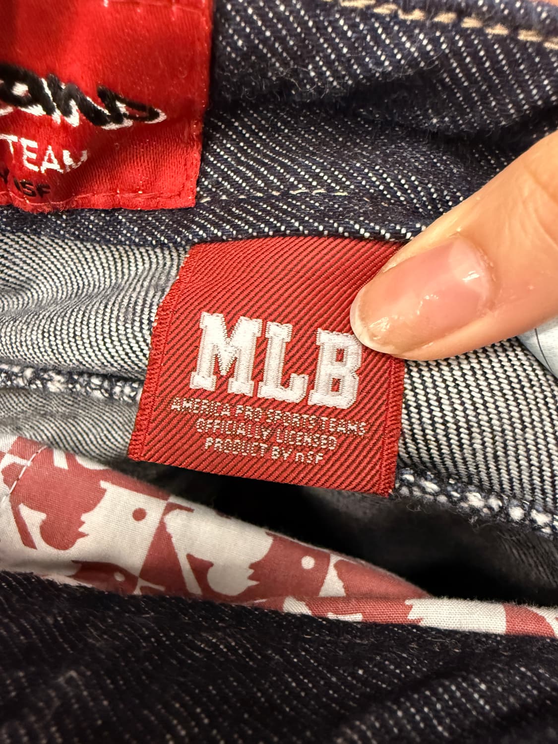 2000s MLB 스티치 더블니 데님 팬츠 상품이미지5