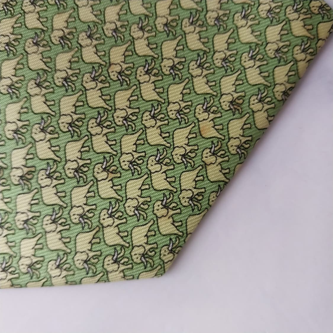 짐톰슨 넥타이 연두 코끼리 패턴 A+~A등급 K2490 상품이미지8