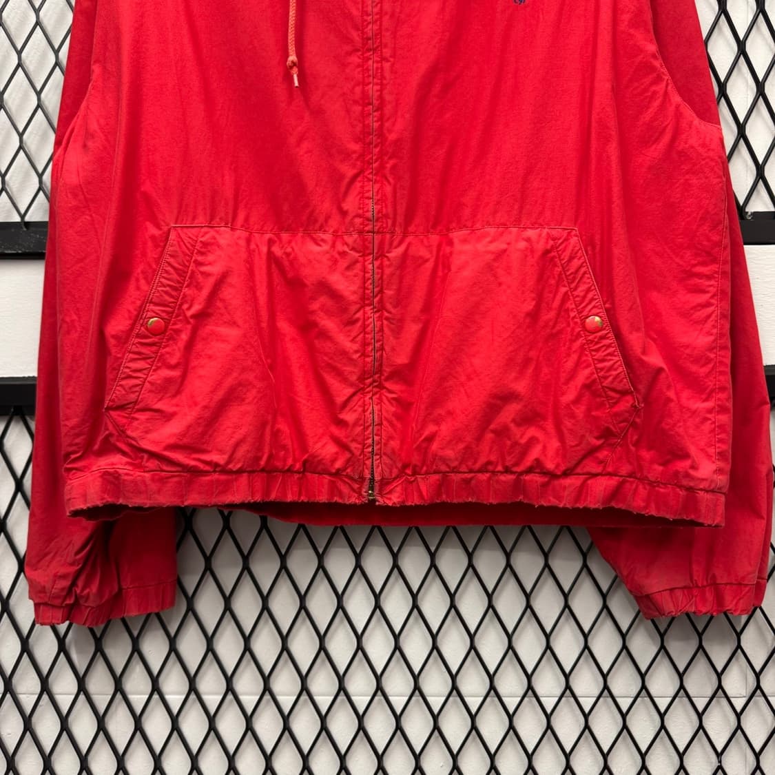 00s 폴로 랄프로렌 린넨 후드 트랙자켓 안감 플리스 디테일 레드 상품이미지4