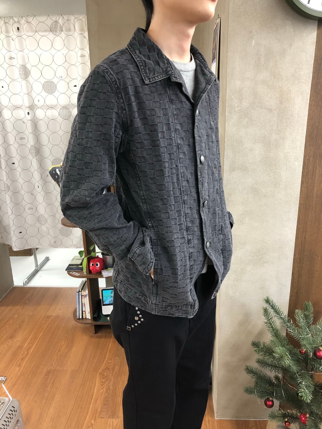 Issey miyake (plantation) 체크 데님 블레이저 상품이미지8