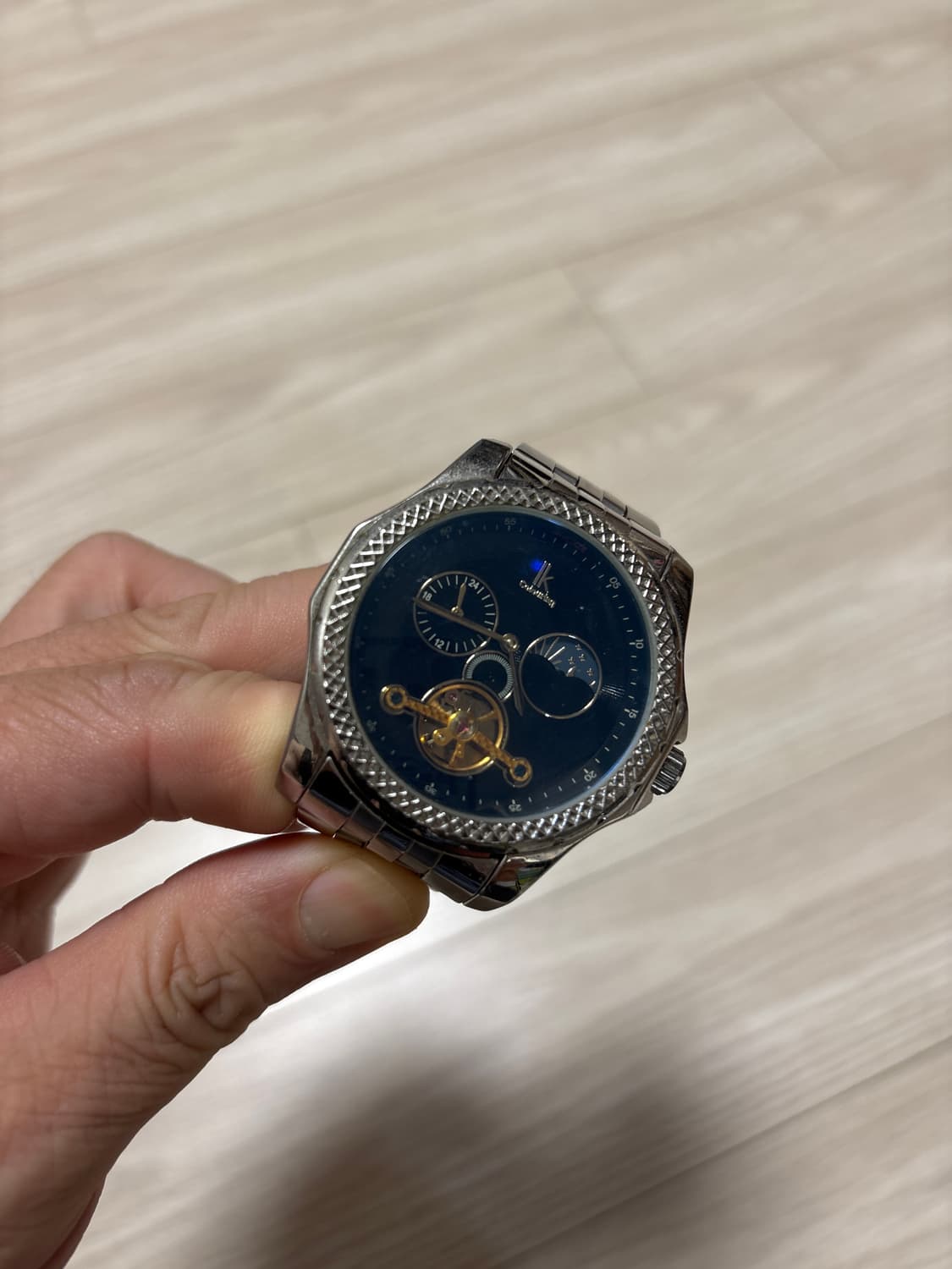 오토매틱 메탈 시계 오픈워크 디자인 상품이미지2