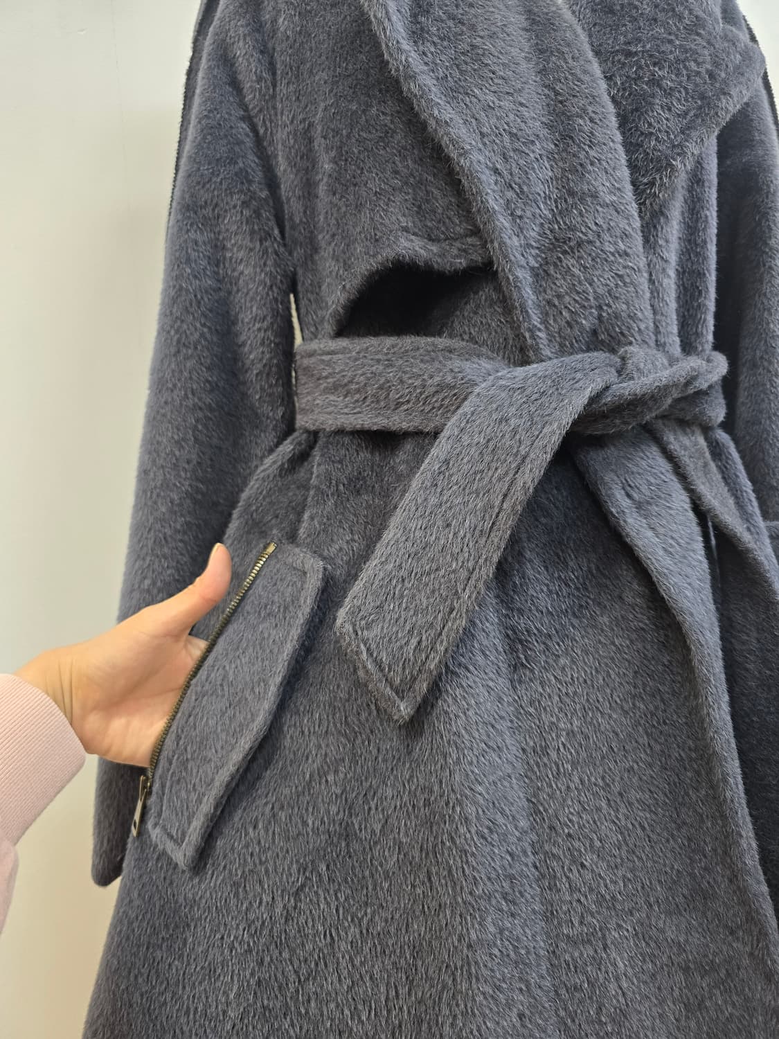 한섬 타임 양모100%(라마50%) 벨티드 코트 상품이미지6