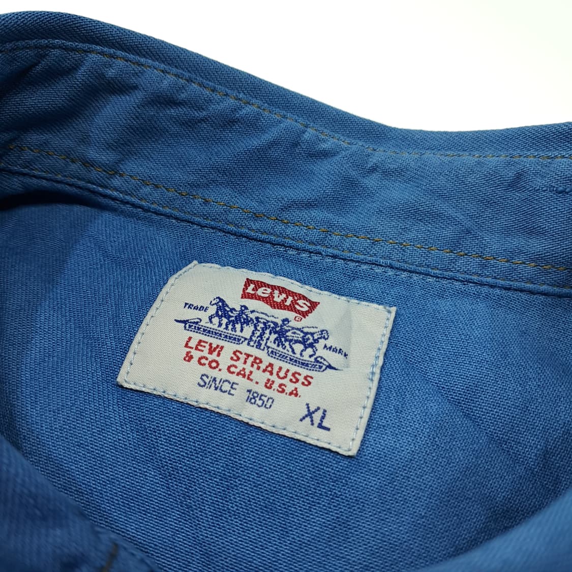 CL751 XL 리바이스 90s 코튼 웨스턴스냅 블루 데님셔츠 남방 상품이미지3