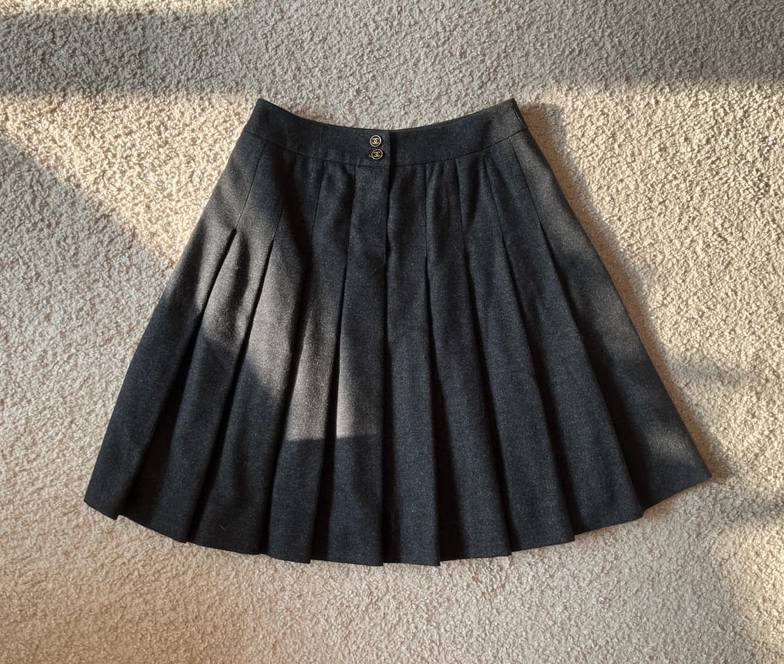 샤넬 플리츠 울 스커트 01AW 36사이즈 상품이미지3