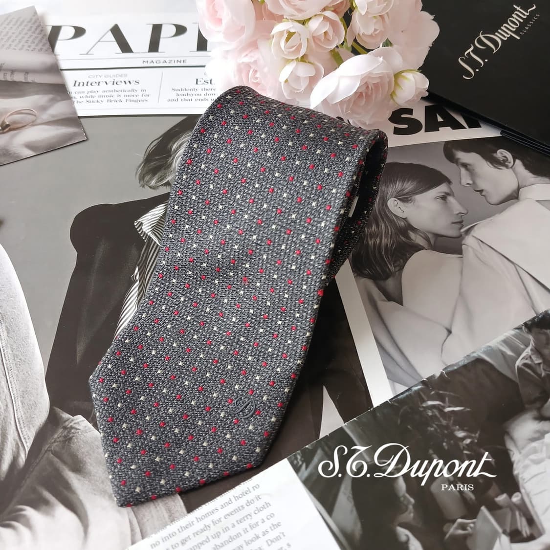 듀퐁 실크 마이크로 패턴 자수 로고 넥타이 8cm A+등급 A19346
 상품이미지2