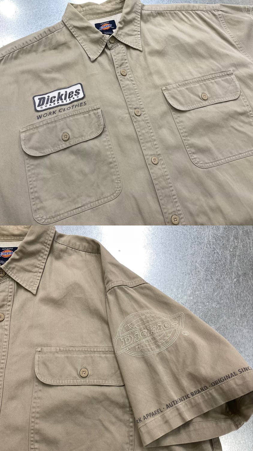 (XL) Dickies 디키즈 반팔 워크 셔츠 패치 자수 베이지 상품이미지8