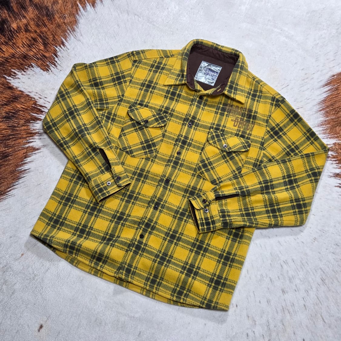 디자인 유나이티드 옐로우 체크 후리스 셔츠 상품이미지1