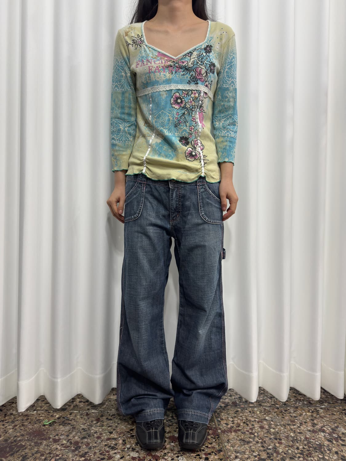denim pink stitch pants 상품이미지2