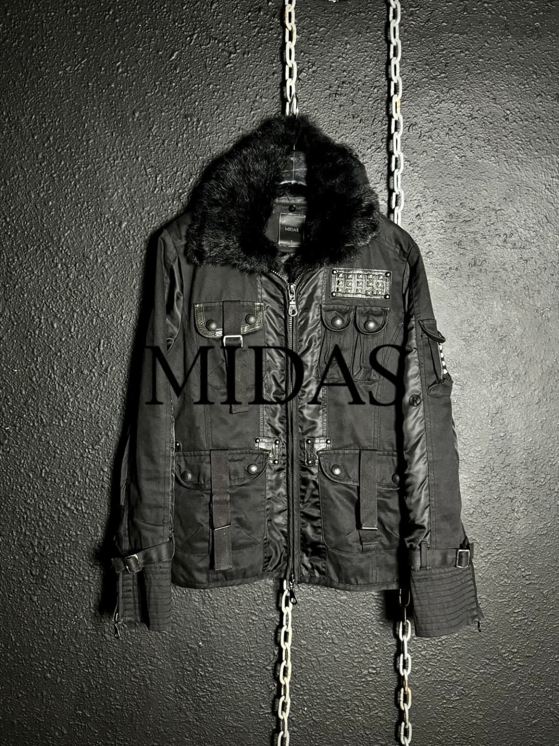 MIDAS  Black Fur Military Jacket 상품이미지1