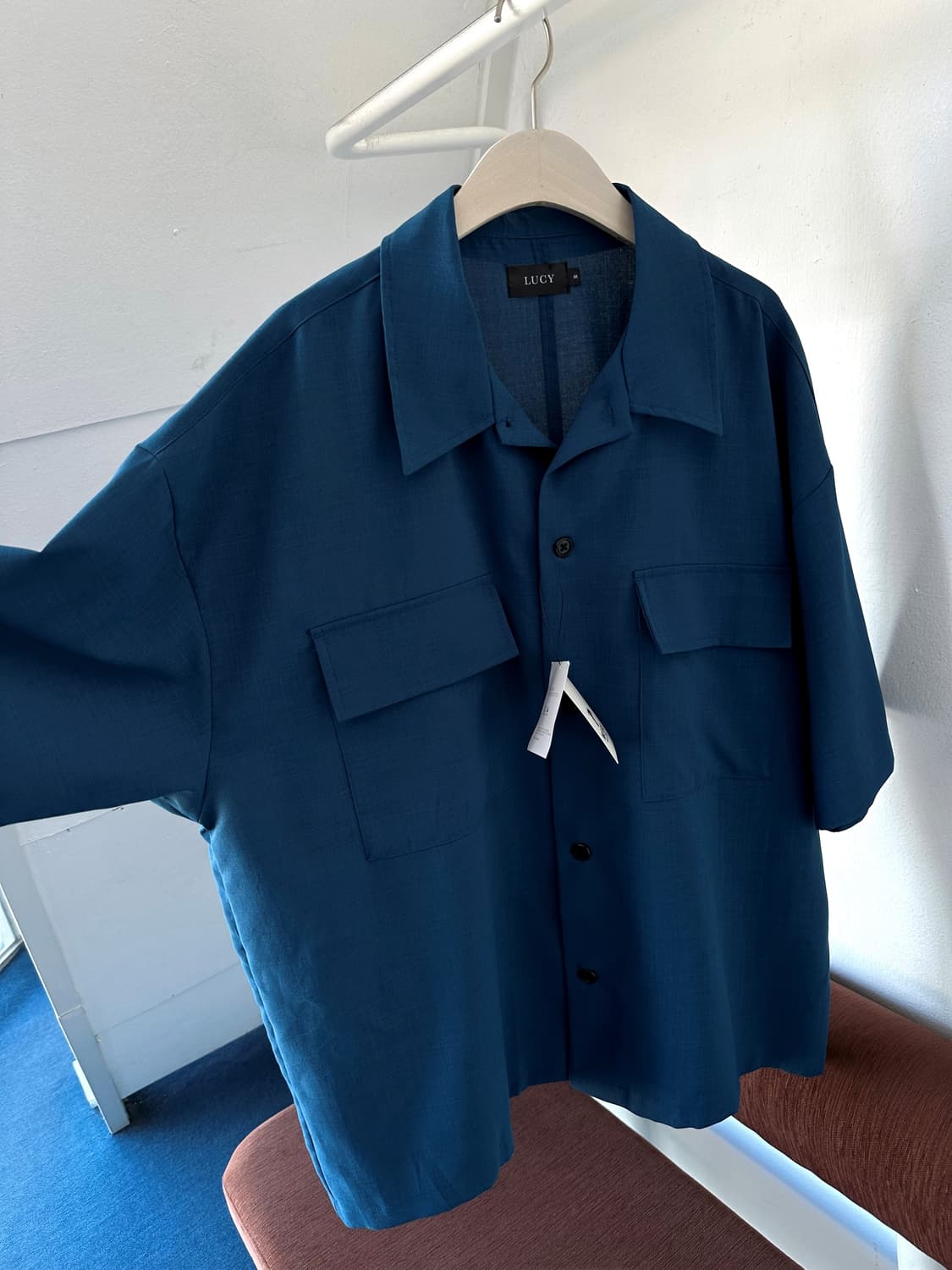 Linen touch open collar BOX shirt 상품이미지2