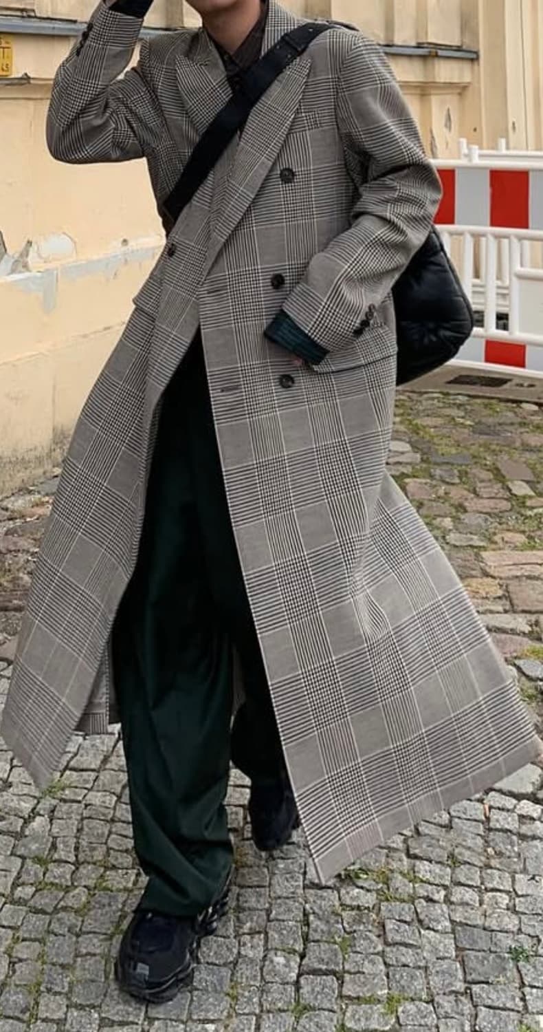 이든메이드 체크 롱 코트 상품이미지2