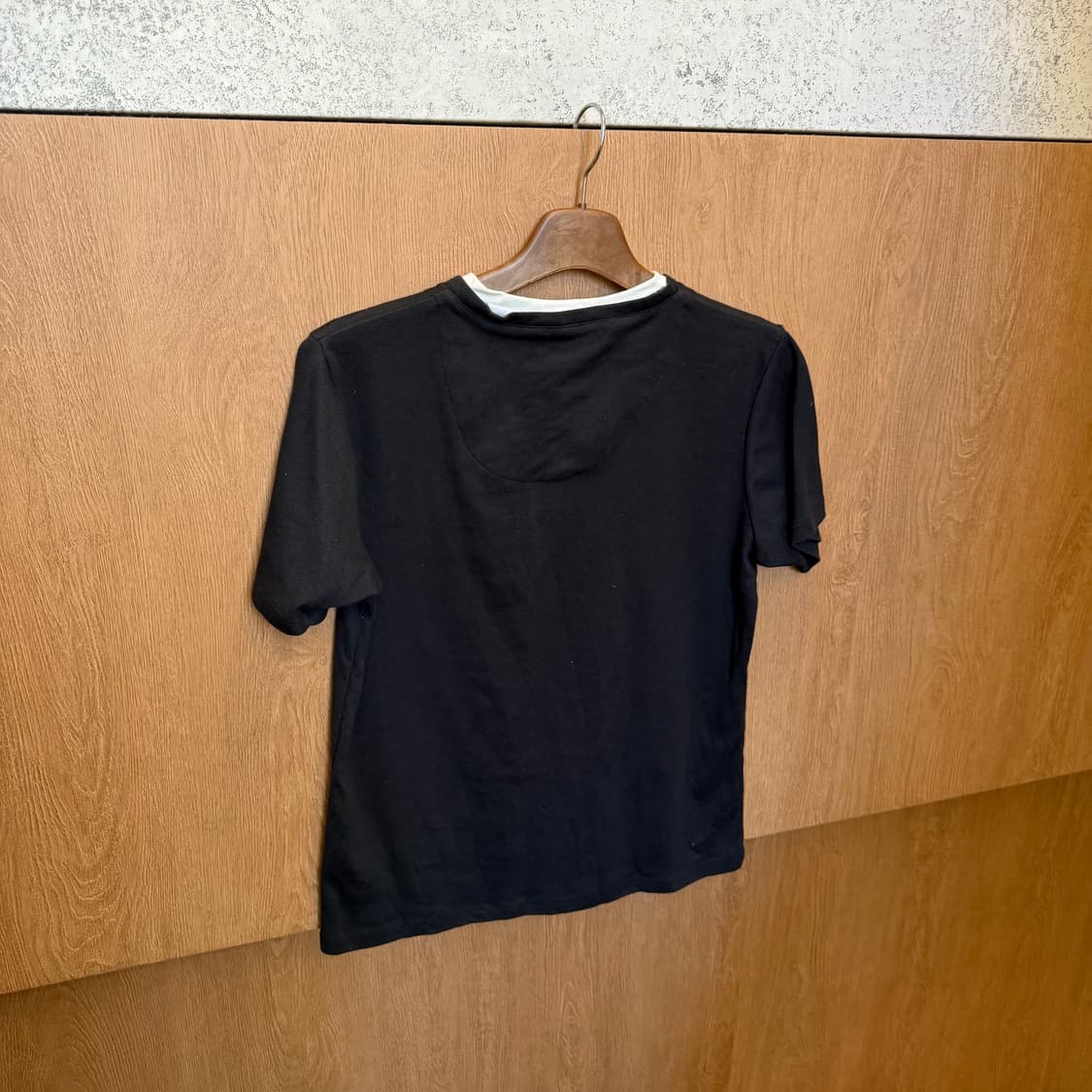 빈티지 헨리넥 반팔 티셔츠 레이어드 디테일 블랙 k78 상품이미지9