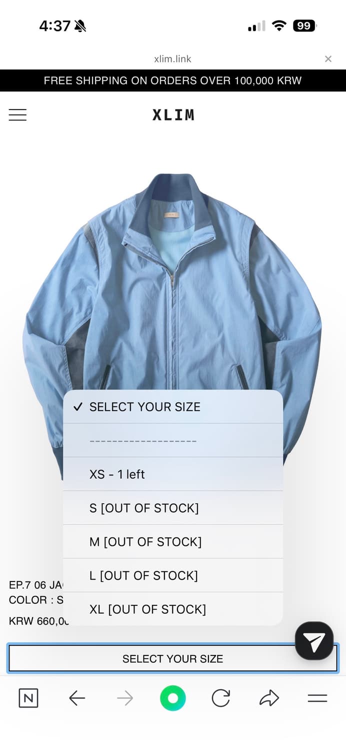 xlim EP.7 06 JACKET SKY BLUE XL 상품이미지2