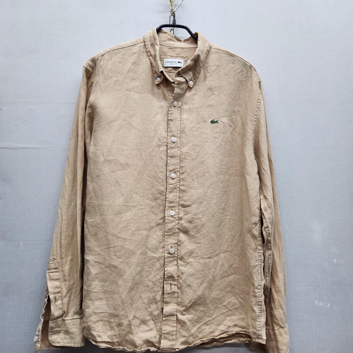 라코스테 로고 린넨100% 베이지 셔츠 40(L) 상품이미지1