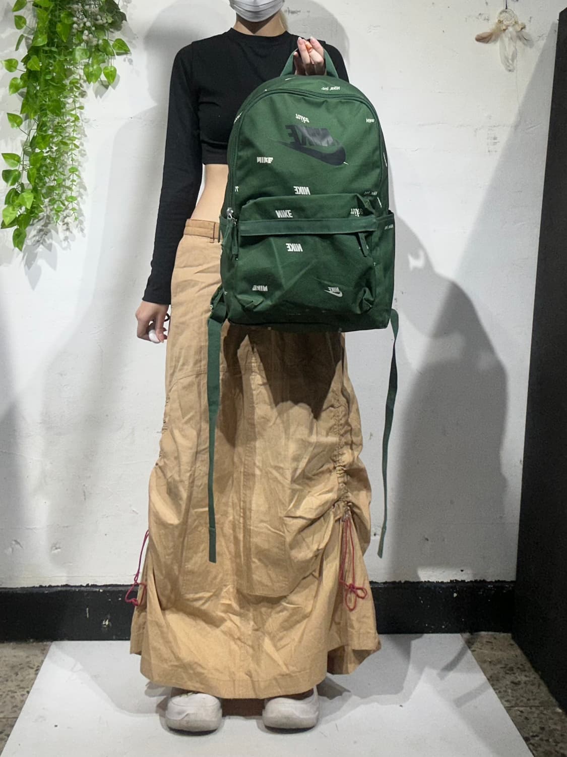 00s 나이키 그린 화이트 스우시 패턴 백팩 가방 상품이미지2