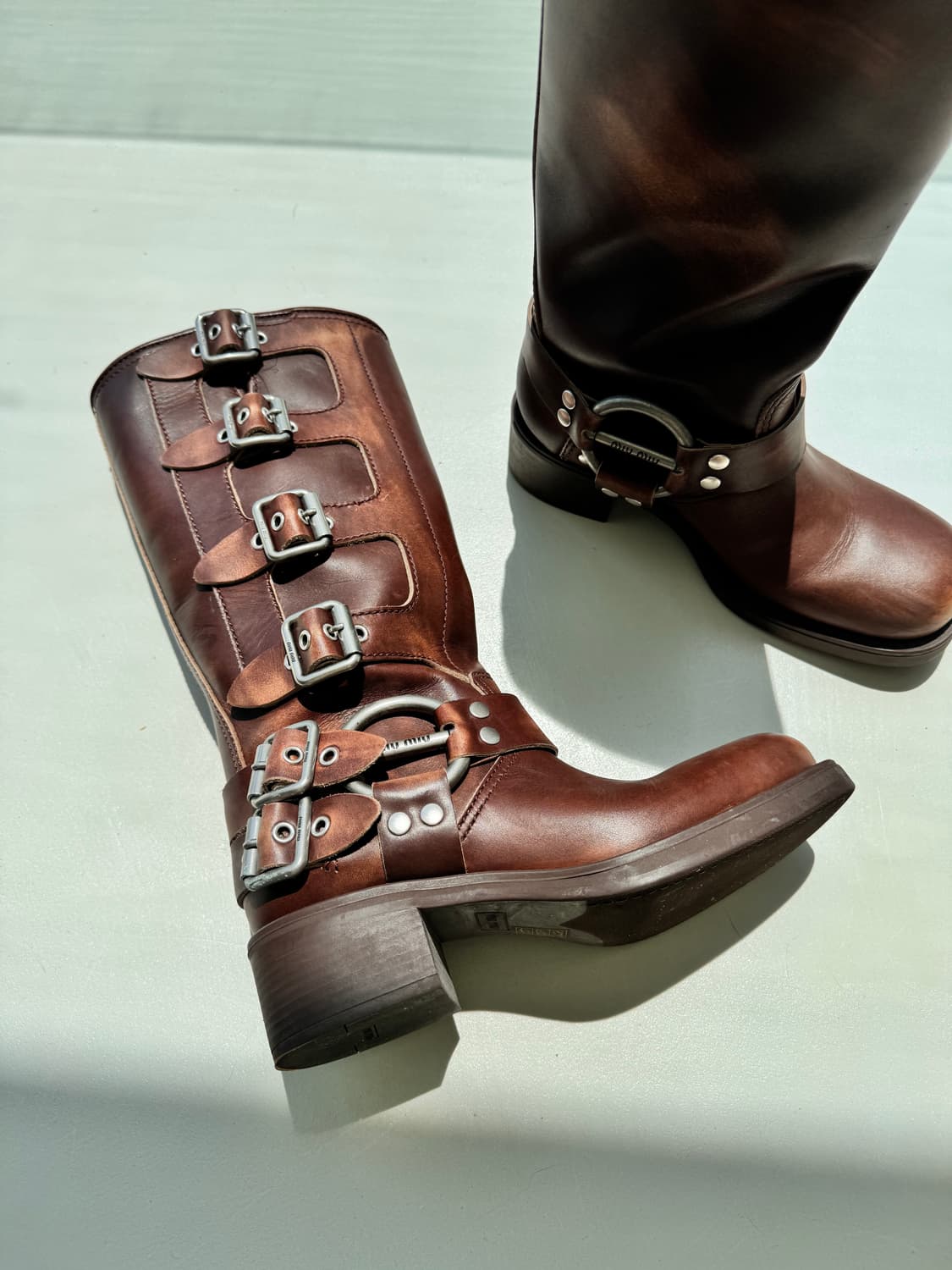 미우미우 라이더부츠 브라운 37.5 상품이미지5