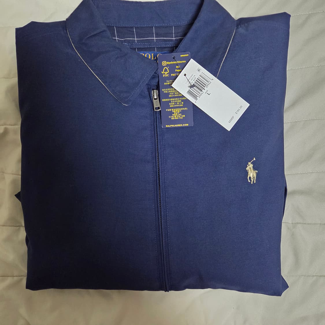 남성 폴로 랄프로렌 정품 바이스윙 자켓 네이비 새제품 L (XL) 상품이미지1