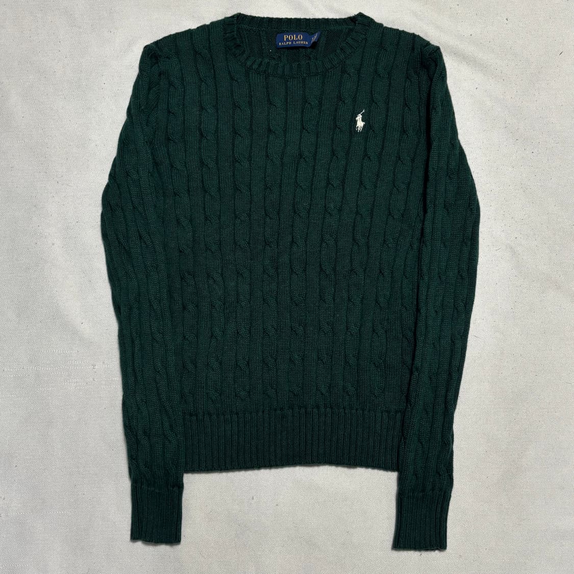 S 폴로랄프로렌 화이트 포니 여성용 그린 케이블 니트 상품이미지2