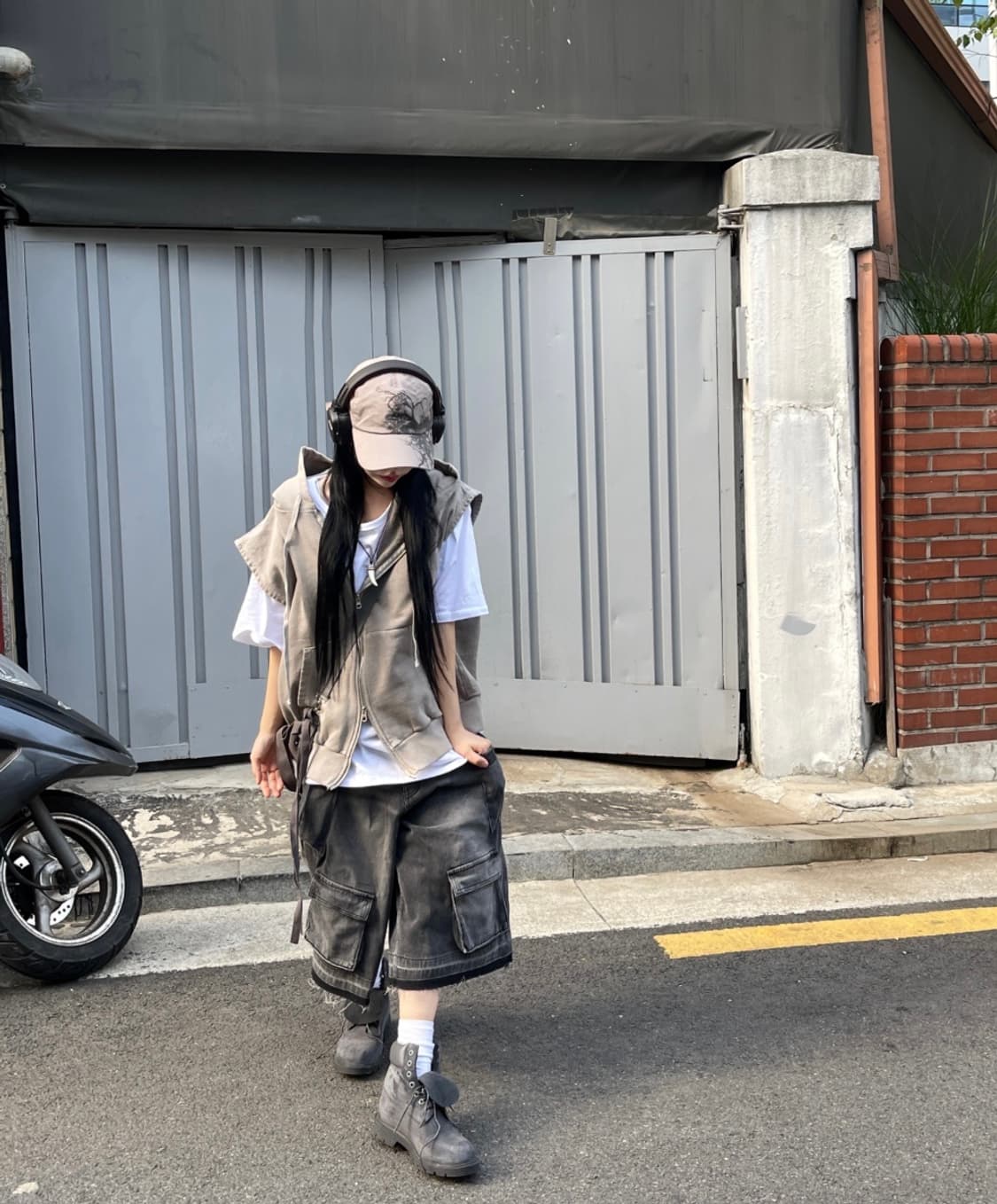 히니츠키 오리진 빈티지 카고 데님 버뮤다 팬츠 흑청 상품이미지4