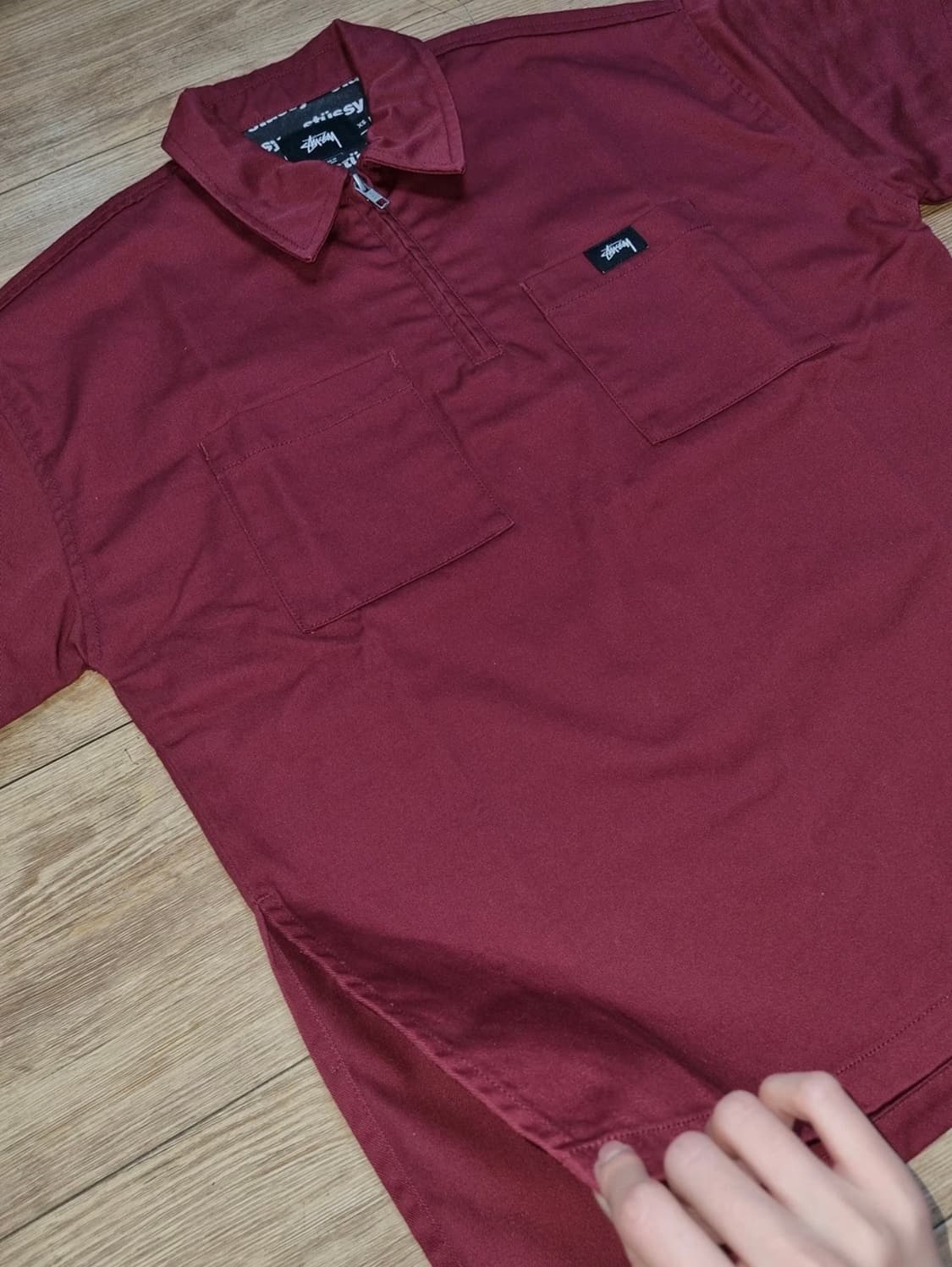 스투시 버건디 반팔 셔츠 상품이미지3