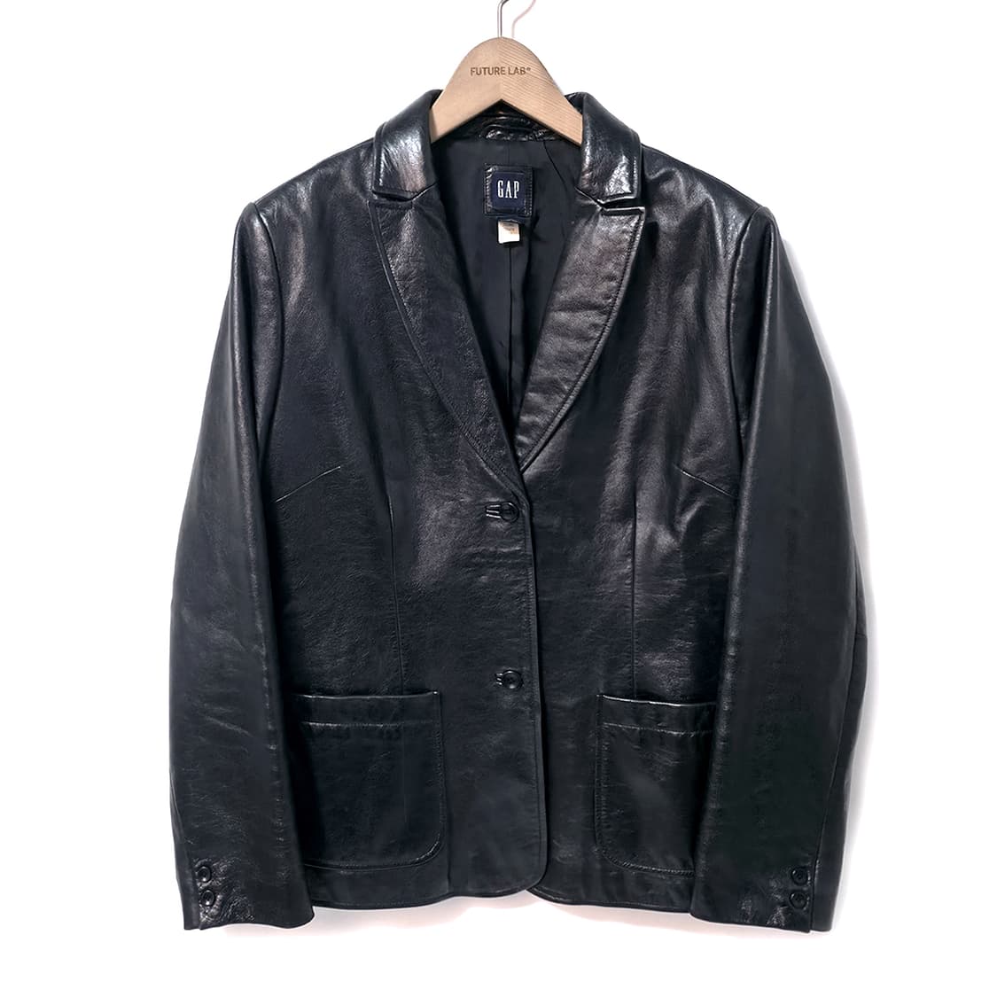 [W/L] 올드 갭 레더 블레이저 블랙 (90s) 상품이미지1