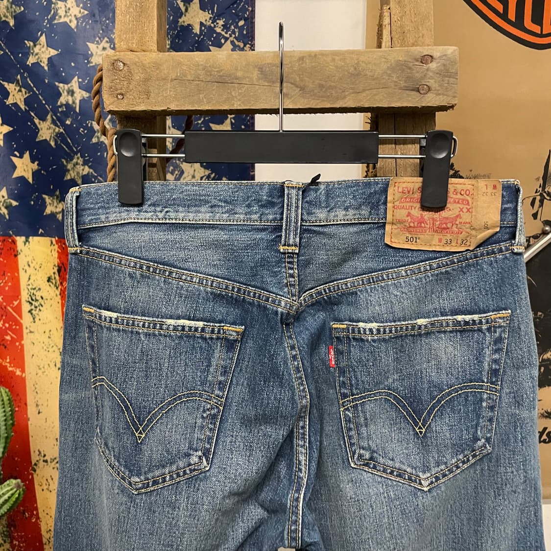 90s 리바이스 501 오리지널 플라이 버튼 스트레이트 데님 팬츠 상품이미지4