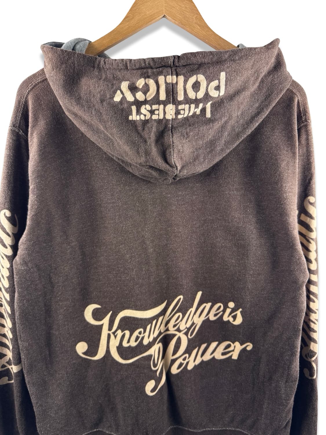 JPN Y2K 패치 디테일 레터링 브라운 후드티2601 상품이미지5