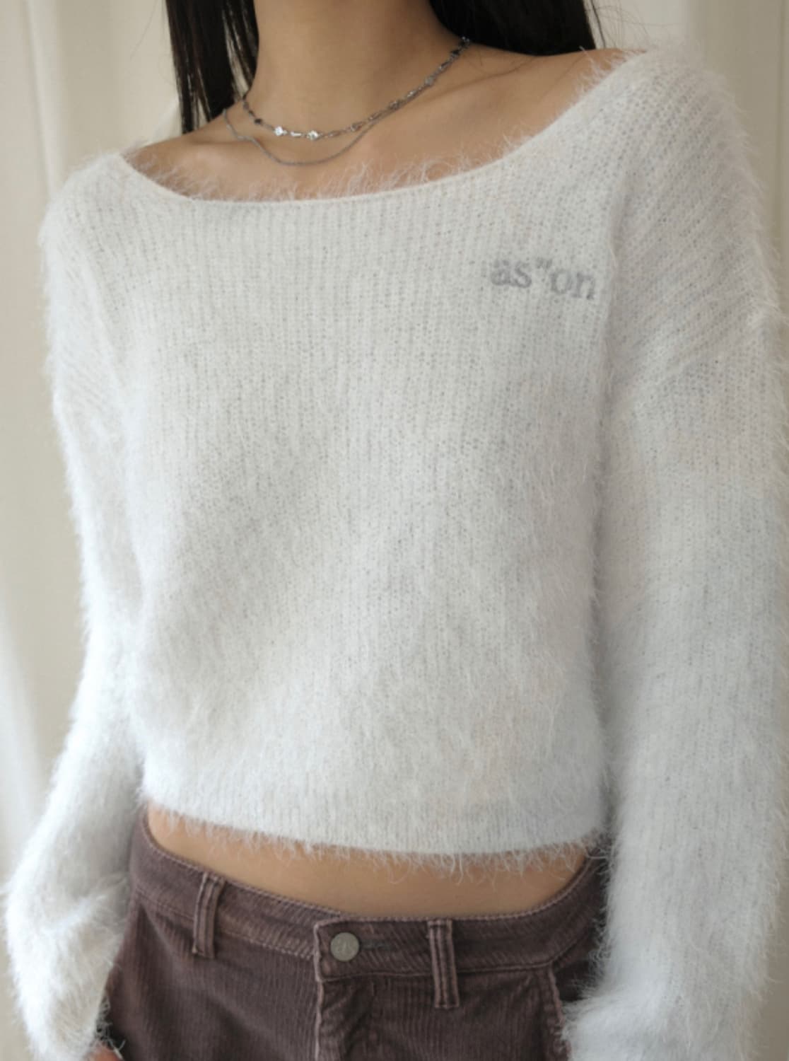 애즈온 merry knit 화이트 앙고라 니트 양도 상품이미지5
