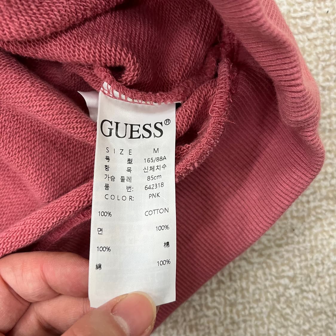 [M] 게스 여성 레터링 빅로고 라운드 맨투맨 핑크 3995 상품이미지6