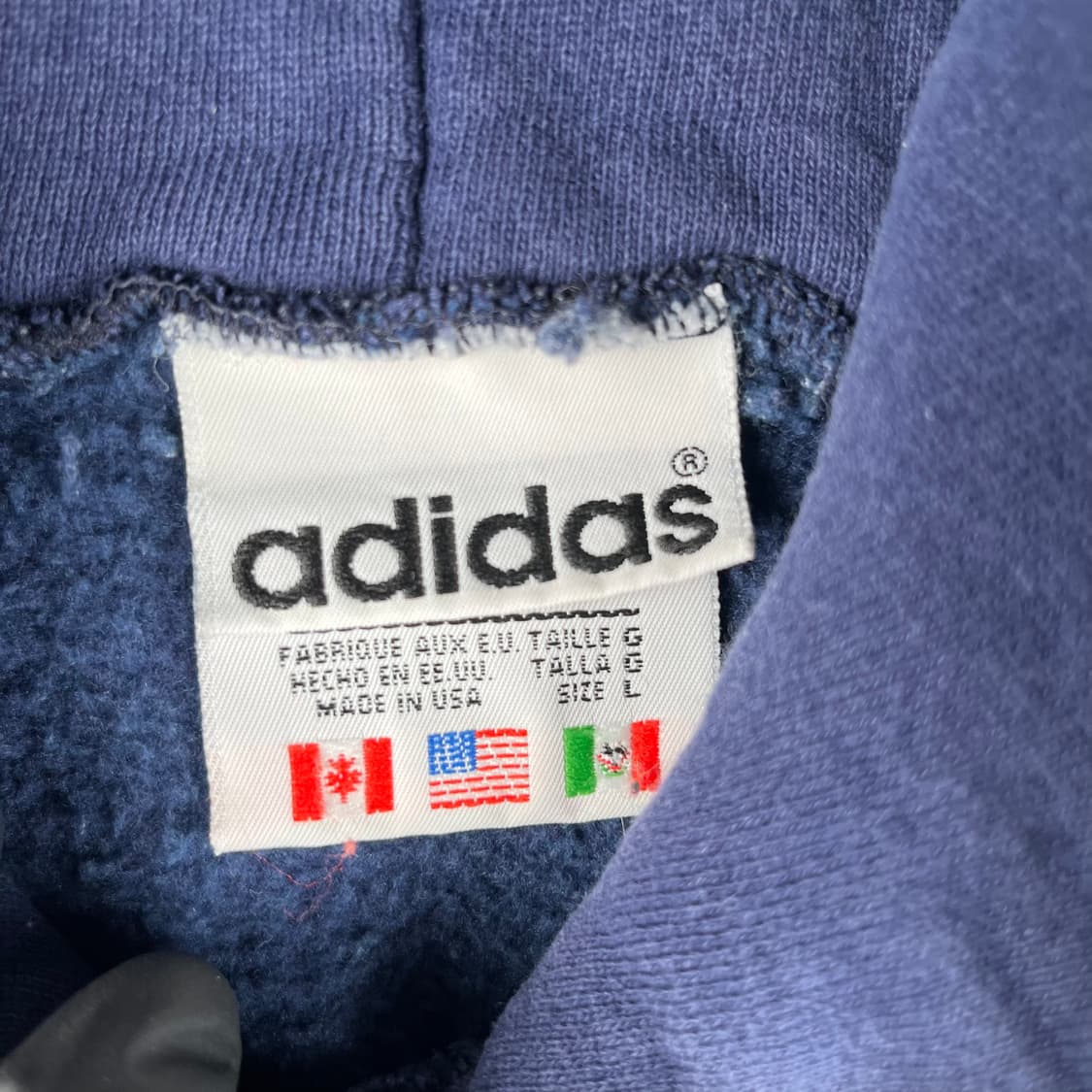 빈티지 아디다스 adidas 빅자수로고 후드 네이비 상품이미지4