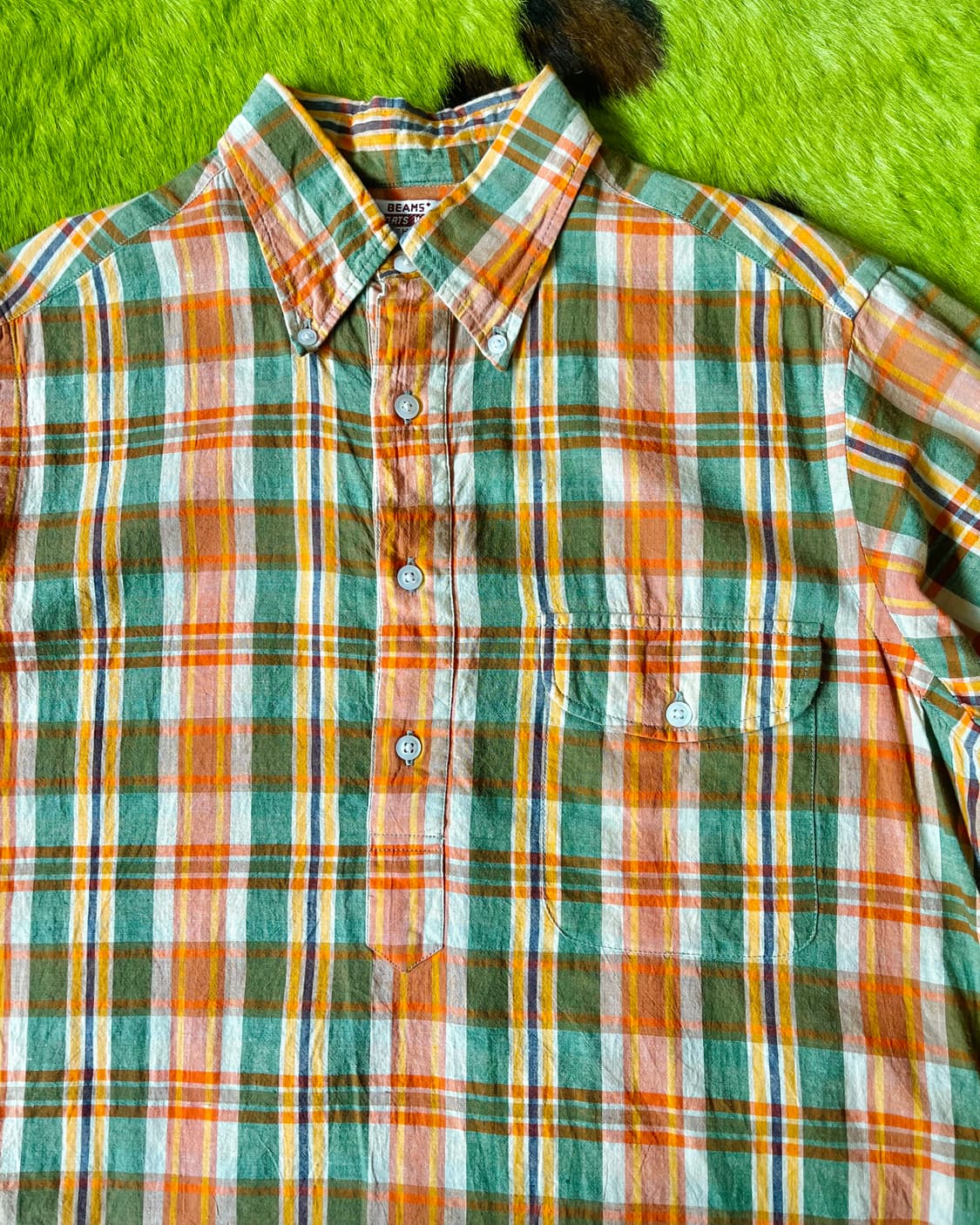 Old BEAMS Japan Half Button Check Shirt 상품이미지5