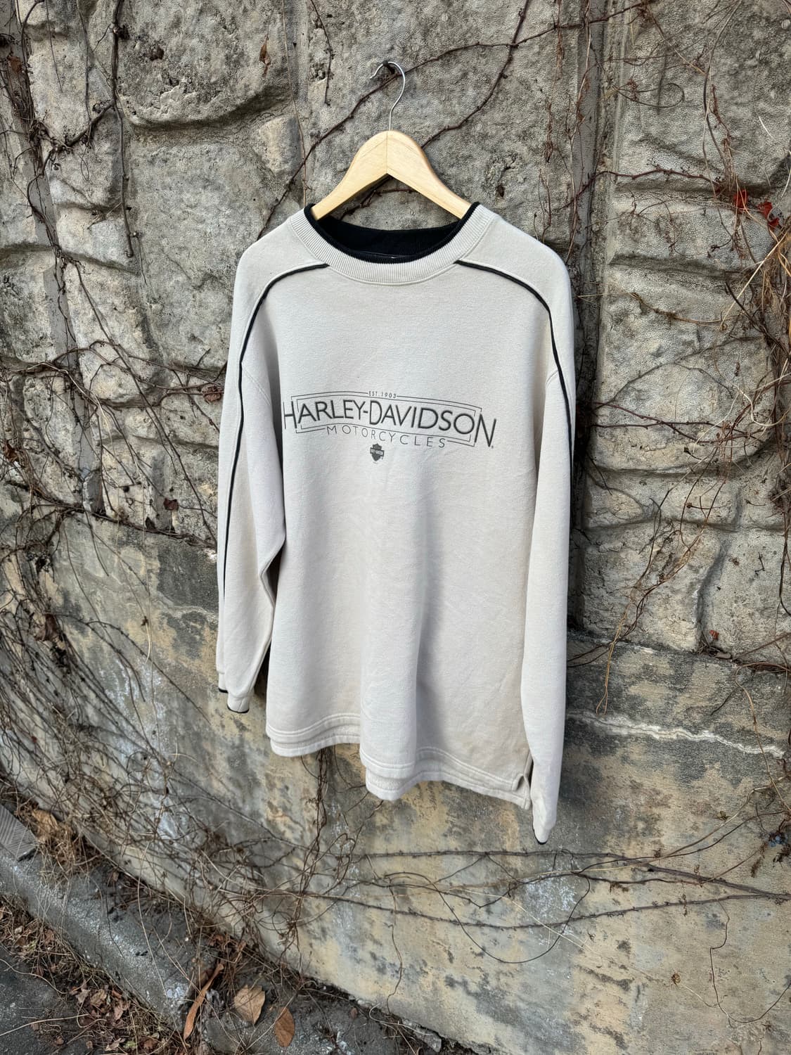 00s 할리데이비슨 빈티지 스웻 셔츠 맨투맨 베이지 상품이미지3