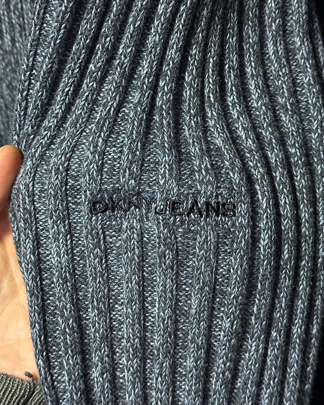 DKNY 도나카란 하늘색 보카시 반집업 긴팔 골지 니트 L 100 펑크 상품이미지4