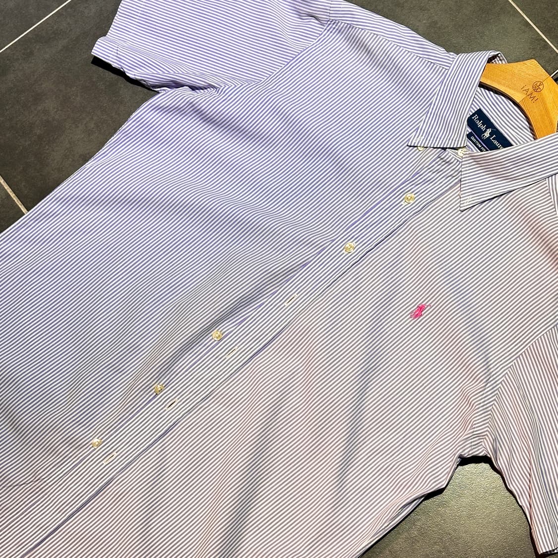 [POLO] 빈티지 폴로 핑크 포니 커스텀핏 반팔셔츠 42 상품이미지1