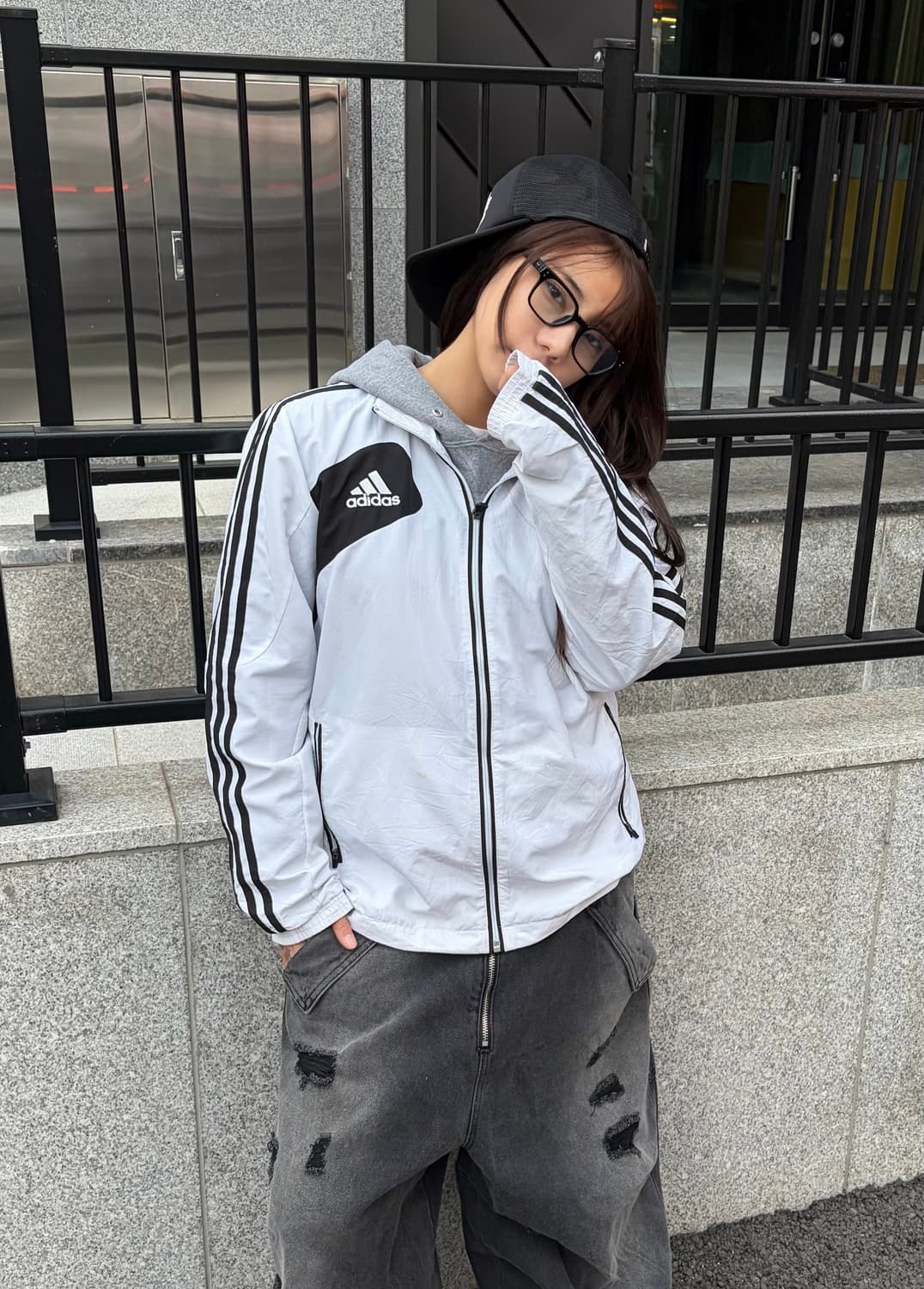 90s ADIDAS 화이트 오레오 윈드브레이커 jk 상품이미지1